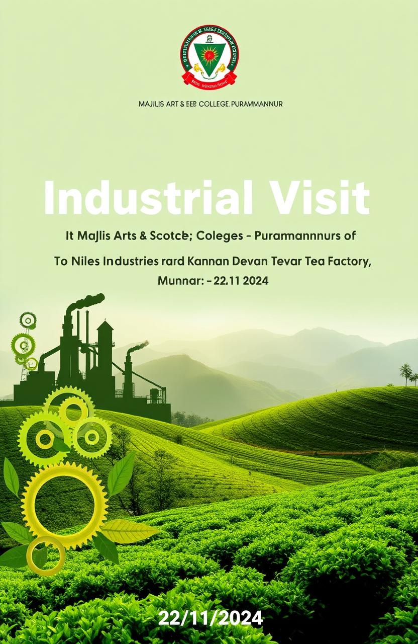 Cover page design for a report, featuring the title: "Report on Industrial Visit by BBA Students of Majlis Arts and Science College, Purammannur"