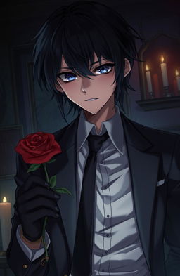 A character embodying a mafia yandere persona, featuring dark and intense eyes showing obsession, dressed in a stylish mafia suit with subtle hints of glamour and danger