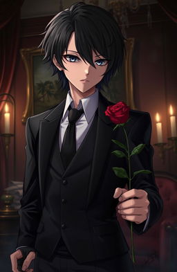 A character embodying a mafia yandere persona, featuring dark and intense eyes showing obsession, dressed in a stylish mafia suit with subtle hints of glamour and danger