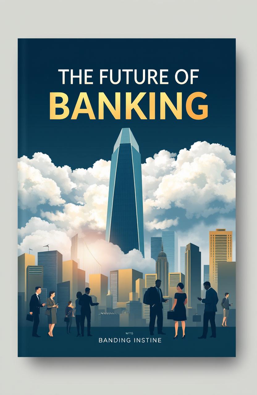 A striking book cover design about banking, featuring an elegant skyscraper symbolizing modern finance and economy