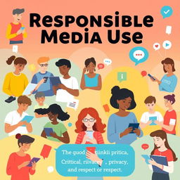 A vibrant and engaging poster-style digital artwork promoting responsible media use