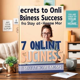 An inviting eBook cover design showcasing the title '7 Secrets to Online Business Success for Stay at Home Moms'