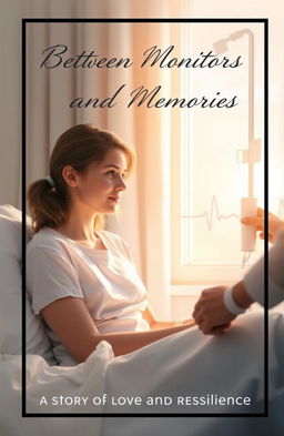 A book cover for 'Between Monitors and Memories', depicting a serene and emotional scene