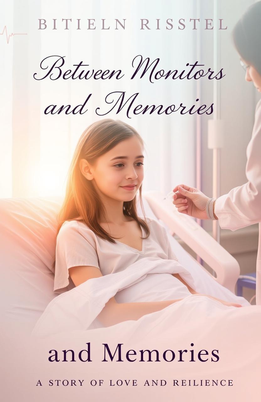 A book cover for 'Between Monitors and Memories', depicting a serene and emotional scene