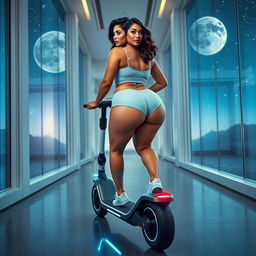 A full-body image of a beautiful 23-year-old woman with Venezuelan features, showcasing a curvy physique