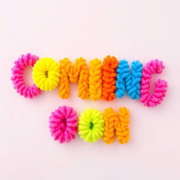 The phrase "Coming Soon" beautifully crafted using colorful pompom letters