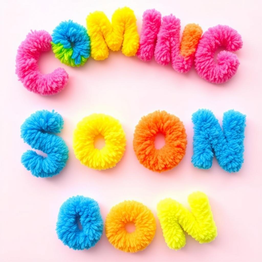 The phrase "Coming Soon" beautifully crafted using colorful pompom letters