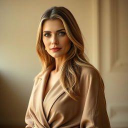 A full-body portrait of a beautiful European woman aged between 35 and 40 years
