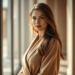 A full-body portrait of a beautiful European woman aged between 35 and 40 years