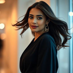 A full-body portrait of a beautiful Latina woman aged between 35 and 40 years