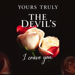 Cover design for 'The Devil's Heart' by Yours Truly, featuring a romantic yet edgy design that juxtaposes red and white roses with thorns, set against a striking black background