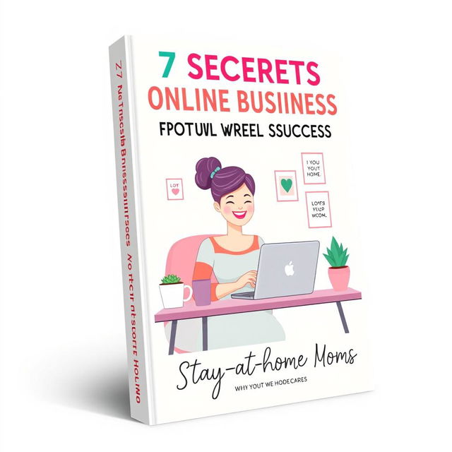 An eye-catching ebook cover for '7 Secrets to Online Business Success for Stay-at-Home Moms'