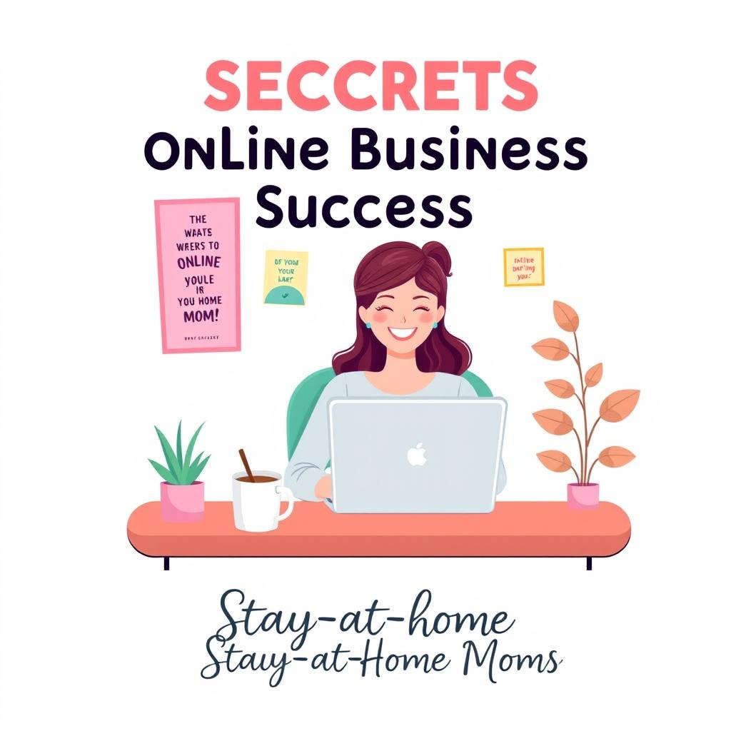 An eye-catching ebook cover for '7 Secrets to Online Business Success for Stay-at-Home Moms'