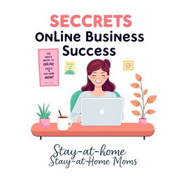 An eye-catching ebook cover for '7 Secrets to Online Business Success for Stay-at-Home Moms'