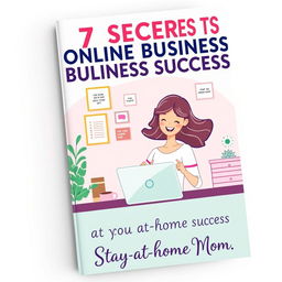 An eye-catching ebook cover for '7 Secrets to Online Business Success for Stay-at-Home Moms'
