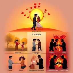 A visually striking representation of the emotional stages from love to hate