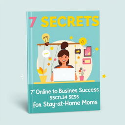 A creative and inspiring ebook cover for '7 Secrets to Online Business Success for Stay-at-Home Moms'