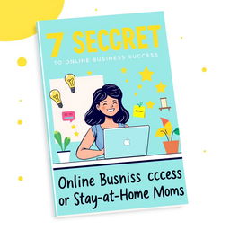 A creative and inspiring ebook cover for '7 Secrets to Online Business Success for Stay-at-Home Moms'