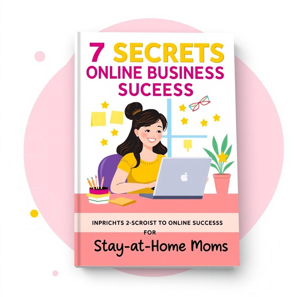 A creative and inspiring ebook cover for '7 Secrets to Online Business Success for Stay-at-Home Moms'