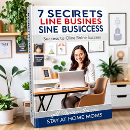 A captivating book cover for '7 Secrets to Online Business Success for Stay at Home Moms'