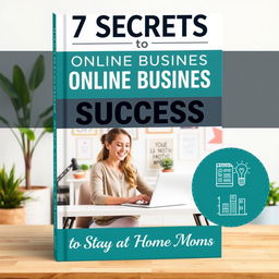 A captivating book cover for '7 Secrets to Online Business Success for Stay at Home Moms'