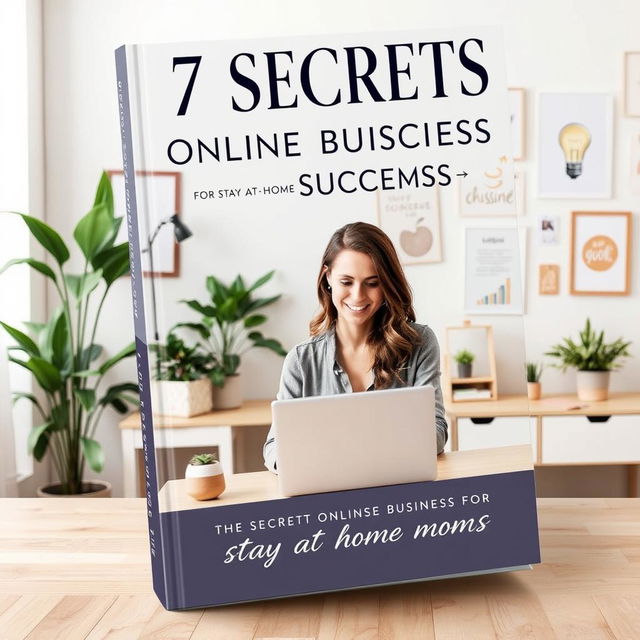 A captivating book cover for '7 Secrets to Online Business Success for Stay at Home Moms'