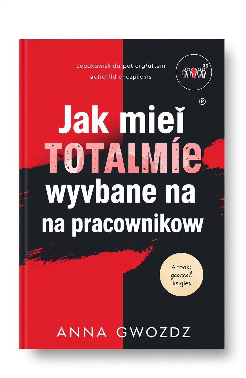 A book cover design for the coaching book titled "Jak mieć totalnie wyjebane na pracowników" by Anna Gwozdz