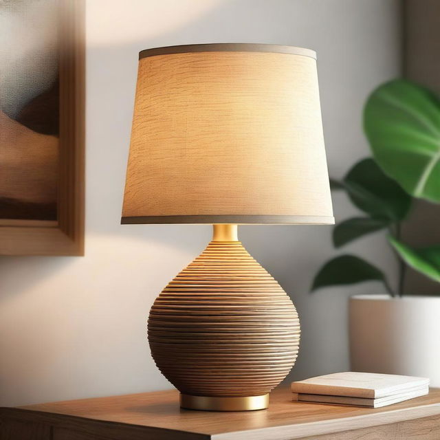 An image of a high-quality, intricately designed table lamp