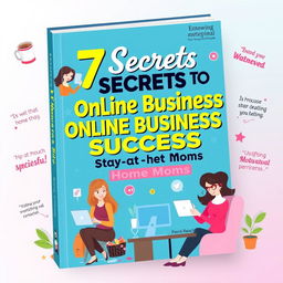 A captivating book cover for '7 Secrets to Online Business Success for Stay at Home Moms'