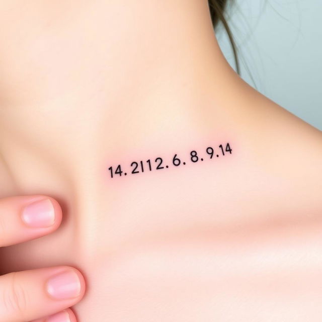 A minimalist tattoo design featuring the numbers 14