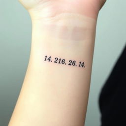 A minimalist tattoo design featuring the numbers 14