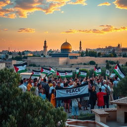A vibrant and powerful depiction of Al-Quds (Jerusalem), symbolizing freedom and hope