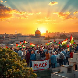 A vibrant and powerful depiction of Al-Quds (Jerusalem), symbolizing freedom and hope