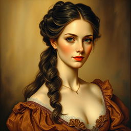 An elegant old painting of a very beautiful woman, capturing her charm and grace