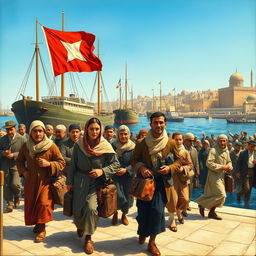 A historical depiction of Jewish immigration to Palestine in the early 20th century