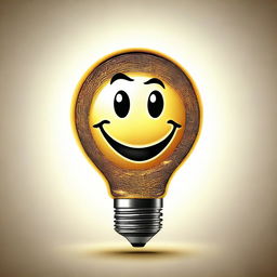 A captivating digital art piece of a light bulb with a radiant smile