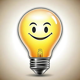 A captivating digital art piece of a light bulb with a radiant smile