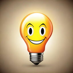 A captivating digital art piece of a light bulb with a radiant smile