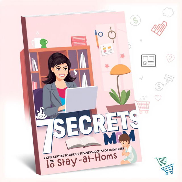 An engaging eBook cover for '7 Secrets to Online Business Success for Stay-at-Home Moms'