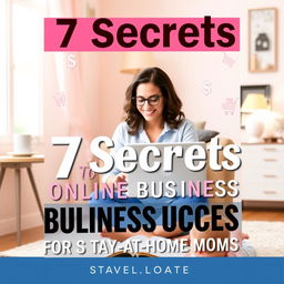 An engaging eBook cover for '7 Secrets to Online Business Success for Stay-at-Home Moms'