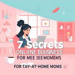 An engaging eBook cover for '7 Secrets to Online Business Success for Stay-at-Home Moms'