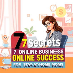 An engaging eBook cover for '7 Secrets to Online Business Success for Stay-at-Home Moms'