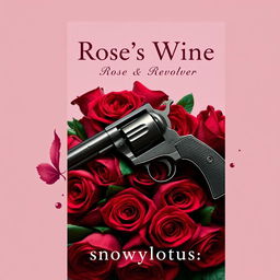 A book cover design for a novel titled "Rose's Wine: Rose & Revolver" by the author snowylotus_
