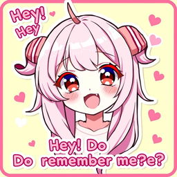 An anime girl, inspired by the character Zero Two from "Darling in the Franxx", is featured in a colorful and vibrant greeting sticker