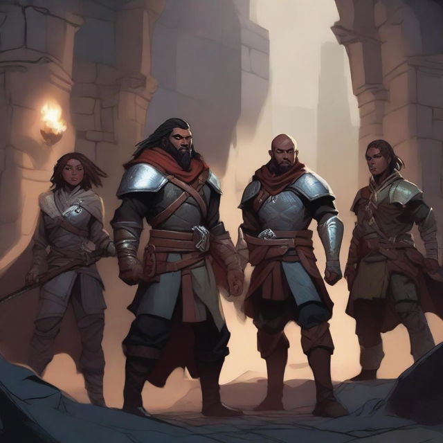 A high-quality digital art depicting a tense moment in a Dungeons and Dragons game