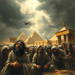 A dramatic depiction of the suffering of the Israelites during their time of oppression in Egypt