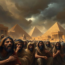 A dramatic depiction of the suffering of the Israelites during their time of oppression in Egypt