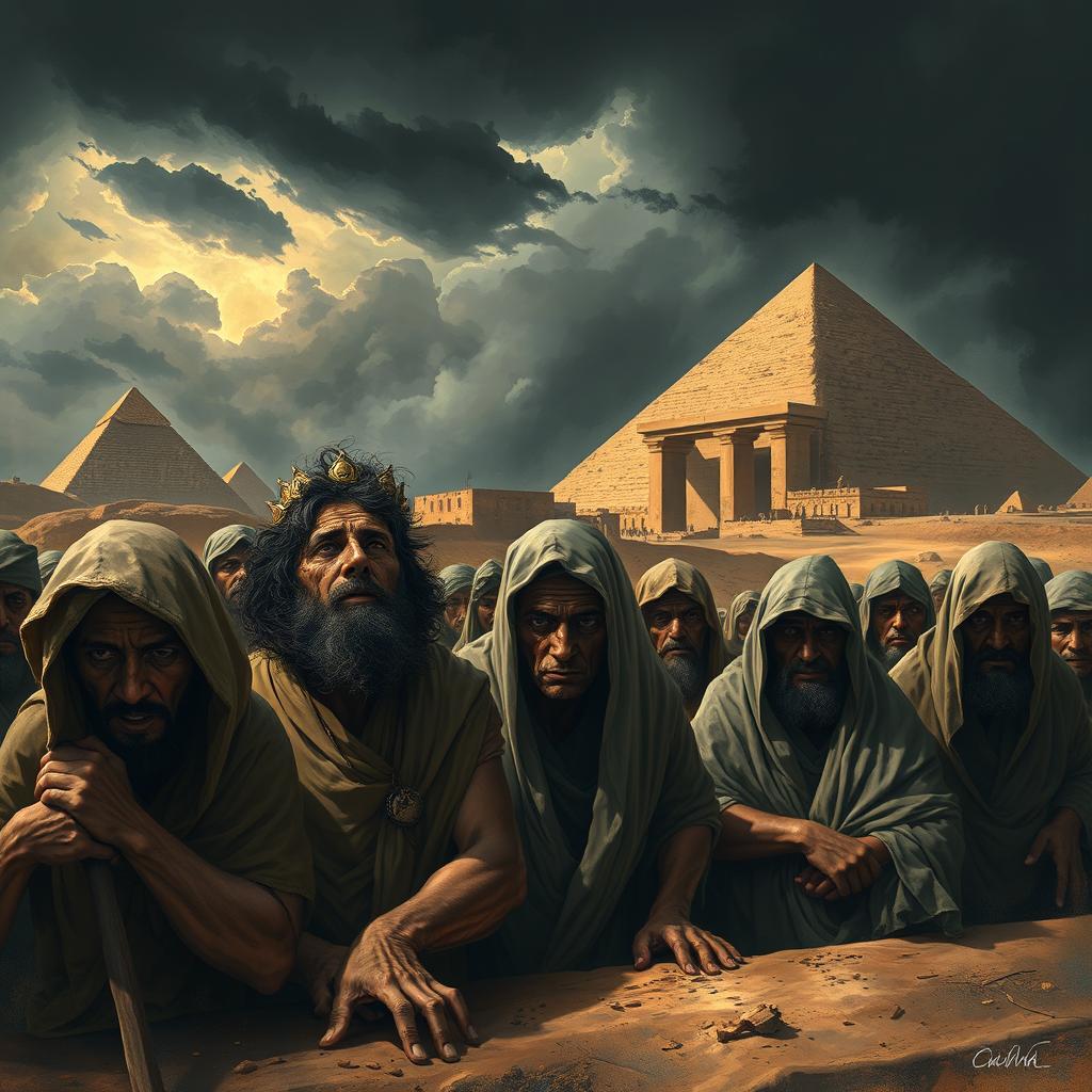 A dramatic depiction of the suffering of the Israelites during their time of oppression in Egypt