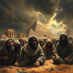 A dramatic depiction of the suffering of the Israelites during their time of oppression in Egypt