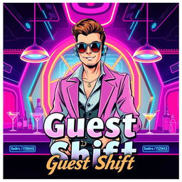 A vibrant and eye-catching poster featuring a popular bartender, illustrated in a retro-futuristic style